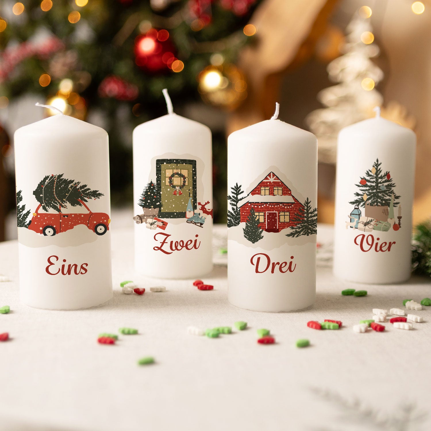 Kleine Kerzen Advent Weihnachtsmotive