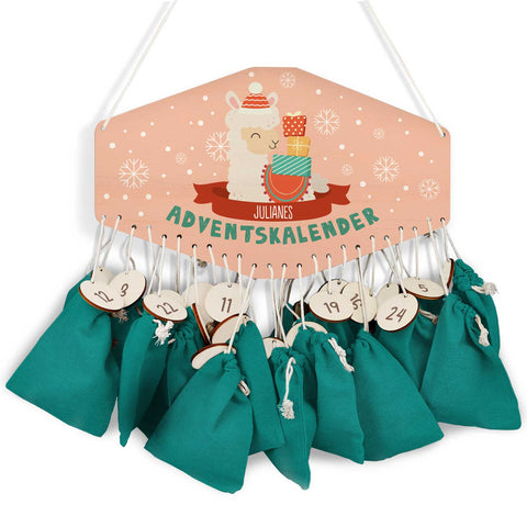 Personalisierter Adventskalender aus Holz mit Druckmotiv & Namen - Wintertiere