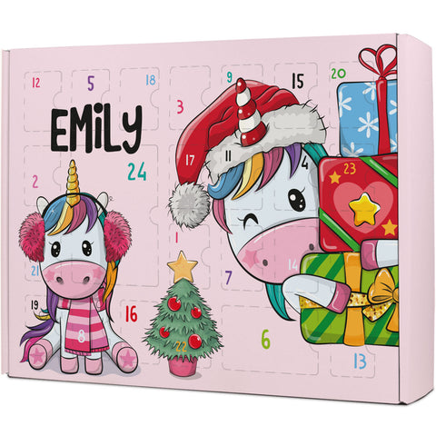 Personalisierter DIY Adventskalender mit Einhorn Design zum selbst Befüllen