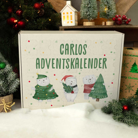 Personalisierter DIY Adventskalender mit Eisbären Design zum selbst Befüllen