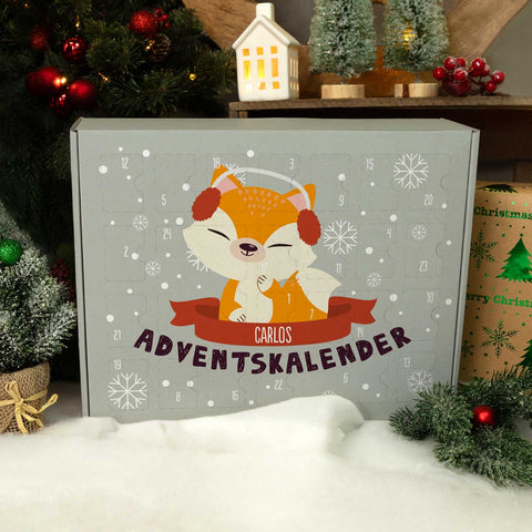 Personalisierter DIY Adventskalender mit Weihnachtstiere Design zum selbst Befüllen