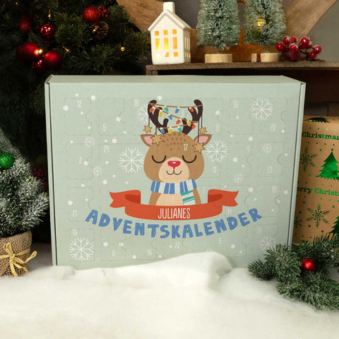 Personalisierter DIY Adventskalender mit Weihnachtstiere Design zum selbst Befüllen