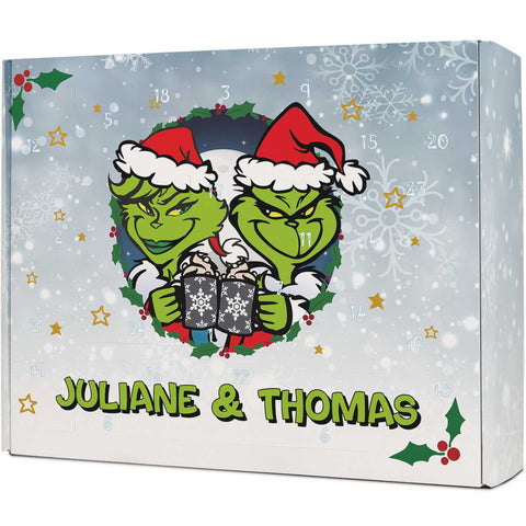 Personalisierter DIY Adventskalender Grinch mit Namen zum selbst Befüllen