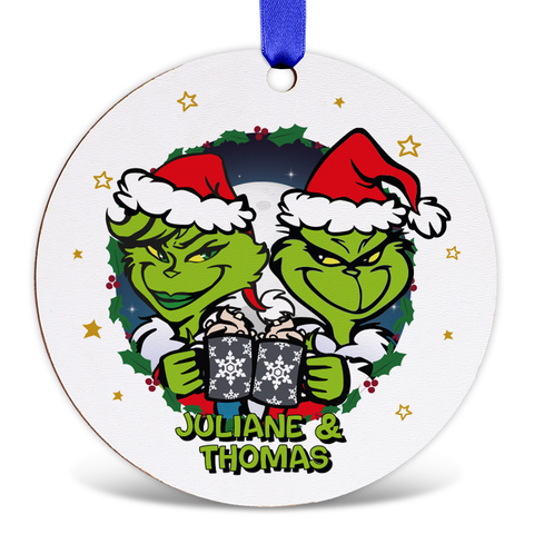 Christbaumschmuck aus Holz - Grinch - Weihnachtsanhänger mit Namen