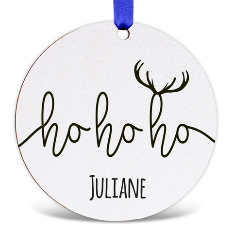 Christbaumschmuck aus Holz - Hohoho - Weihnachtsanhänger mit Namen