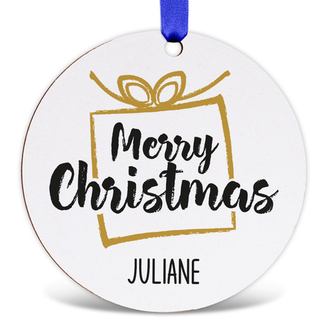 Christbaumschmuck aus Holz - Merry Christmas - Weihnachtsanhänger mit Namen