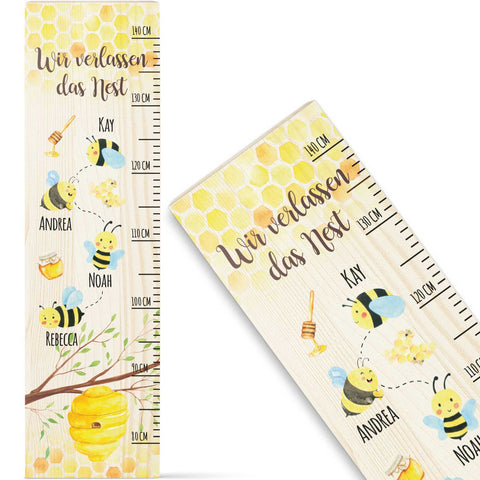 Messlatte als Abschiedsgeschenk - Bienen - mit Namen der Kinder aus Holz