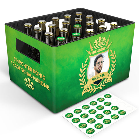 DIY Bierkasten Banderole mit 24 Deckelaufklebern - Bierkönig