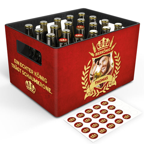 DIY Bierkasten Banderole mit 24 Deckelaufklebern - Bierkönig