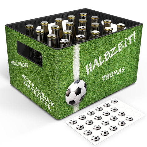 DIY Bierkasten Banderole mit 24 Deckelaufklebern - Fussball Motiv