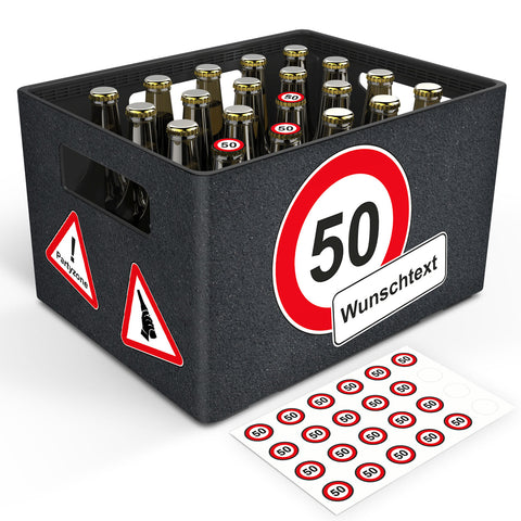 DIY Bierkasten Banderole mit 24 Deckelaufklebern - Verkehrszeichen