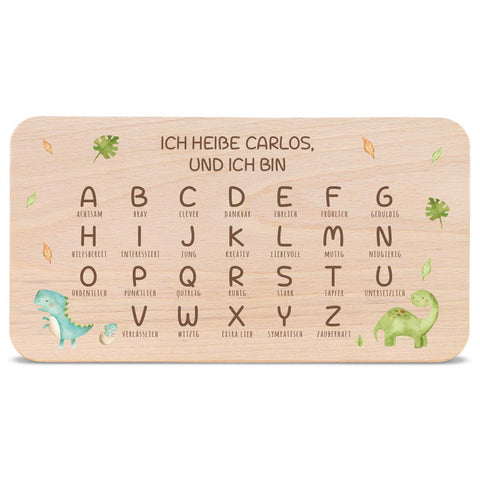 Frühstücksbrettchen mit Druckmotiv & Name - ABC Dinosaurier