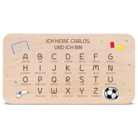 Frühstücksbrettchen mit Druckmotiv & Name - ABC Fußball