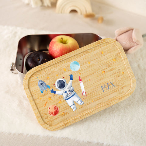 Brotdose mit Deckel für Kinder mit UV-Druck im "Astronaut" Design