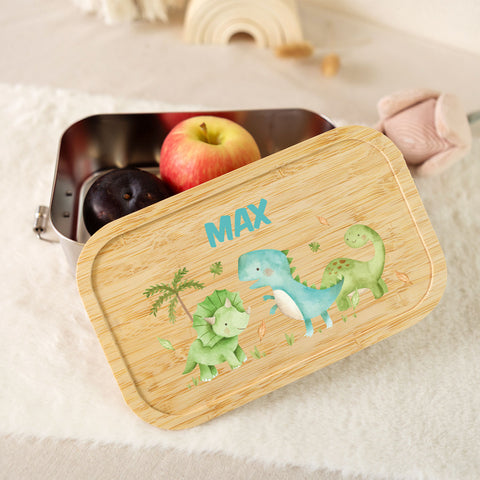 Brotdose mit Deckel für Kinder mit UV-Druck im "Dinos" Design