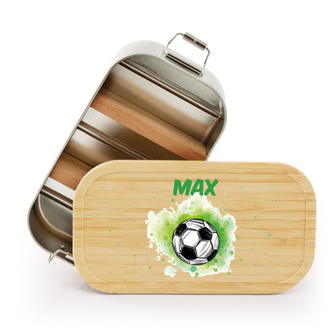Brotdose mit Deckel für Kinder mit UV-Druck im "Fussball" Design