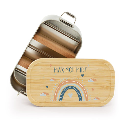 Brotdose mit Deckel für Kinder mit UV-Druck im "Regenbogen" Design