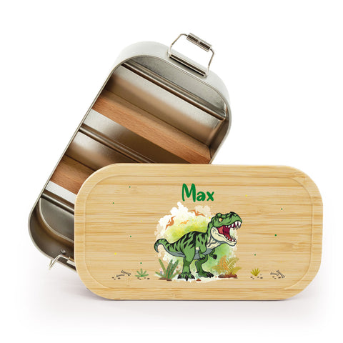 Brotdose mit Deckel für Kinder mit UV-Druck im "T-Rex" Design