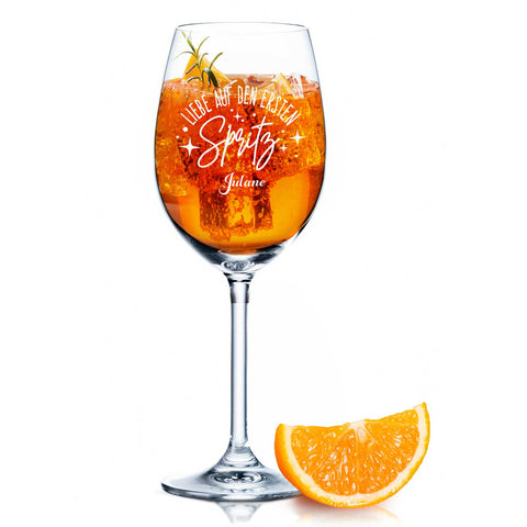 Leonardo Weinglas mit Gravur - "Liebe auf den ersten Spritz" mit Name