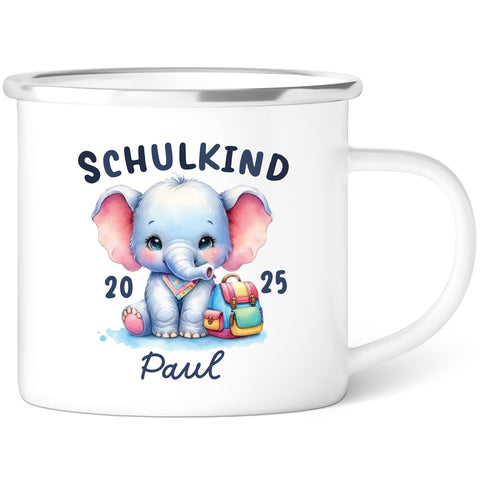 Emaille Tasse für Kinder - Schulkind - Personalisiert mit Namen & liebevollen Motiven