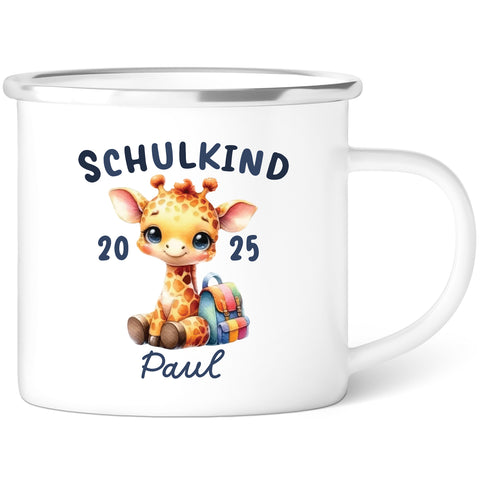Emaille Tasse für Kinder - Schulkind - Personalisiert mit Namen & liebevollen Motiven