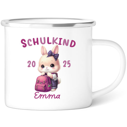Emaille Tasse für Kinder - Schulkind - Personalisiert mit Namen & liebevollen Motiven