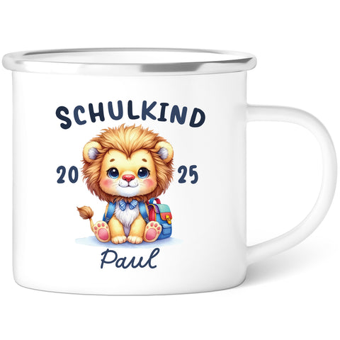 Emaille Tasse für Kinder - Schulkind - Personalisiert mit Namen & liebevollen Motiven