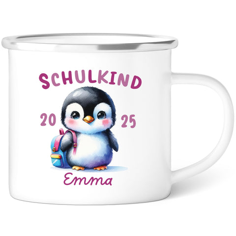 Emaille Tasse für Kinder - Schulkind - Personalisiert mit Namen & liebevollen Motiven