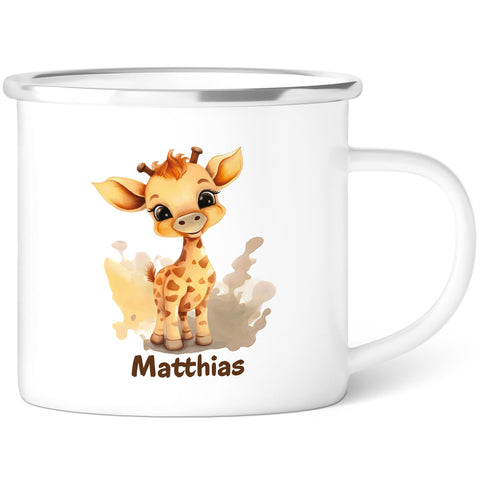 Emaille Tasse für Kinder - Tiere - Personalisiert mit Namen