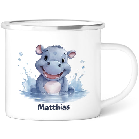 Emaille Tasse für Kinder - Tiere - Personalisiert mit Namen