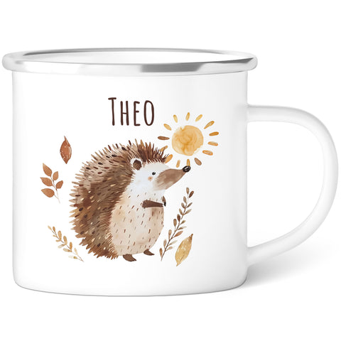 Emaille Tasse für Kinder - Waldtiere - Personalisiert mit Namen