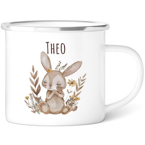 Emaille Tasse für Kinder - Waldtiere - Personalisiert mit Namen