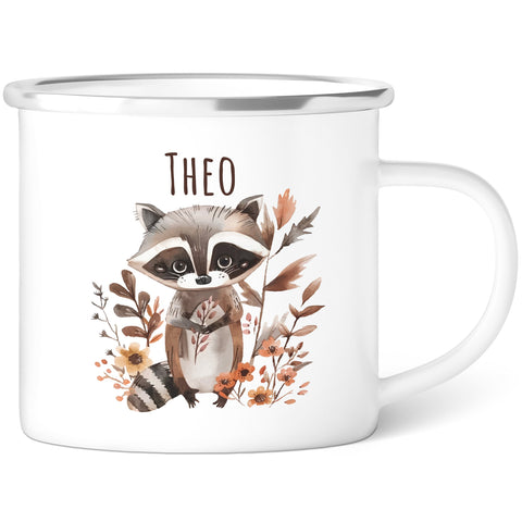 Emaille Tasse für Kinder - Waldtiere - Personalisiert mit Namen