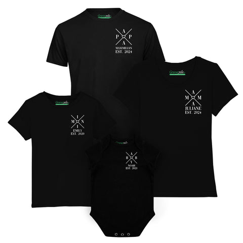 Personalisiertes T-Shirt Set für die Familie - Kreuz Herz