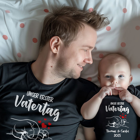 Bedrucktes T-Shirt für Herren - Unser erster Vatertag