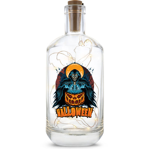 Flaschenlicht mit LED-Lichterkette im Halloween Reaper UV Design