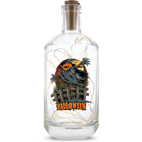 Flaschenlicht mit LED-Lichterkette im Halloween Vogelscheuche V2 UV Design