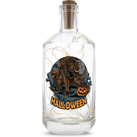 Flaschenlicht mit LED-Lichterkette im Halloween Werwolf V1 UV Design