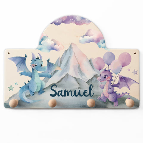 Personalisierte Garderobe fürs Kinderzimmer - Drache