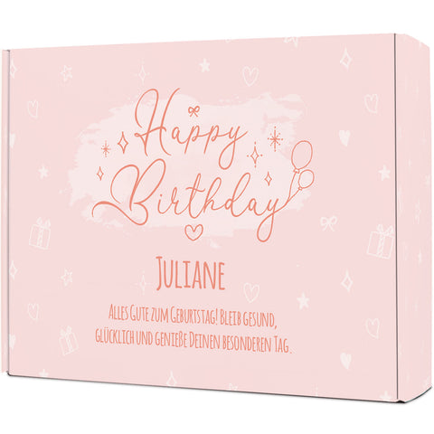 Personalisierte DIY Geschenkbox - Rosa Happy Birthday mit Wunschtext