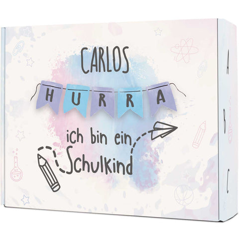 Personalisierte Geschenkbox - Hurra ich bin ein Schulkind - Einschulung