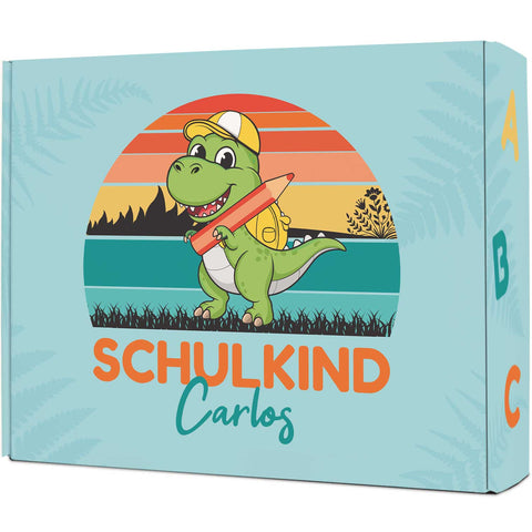 Personalisierte Geschenkbox - Schulkind Dino - Einschulung