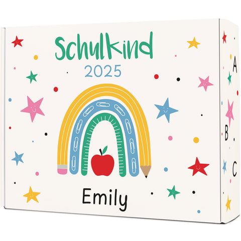 Personalisierte Geschenkbox - Schulkind Regenbogen - Einschulung