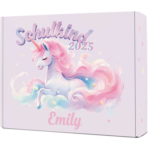Personalisierte Geschenkbox - Schulkind Magisches Einhorn - Einschulung