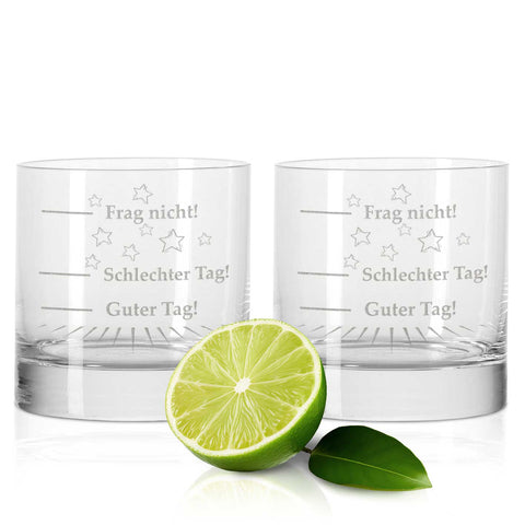 2er Set Montana GIN-Gläser "Guter Tag, Schlechter Tag, Frag nicht!"
