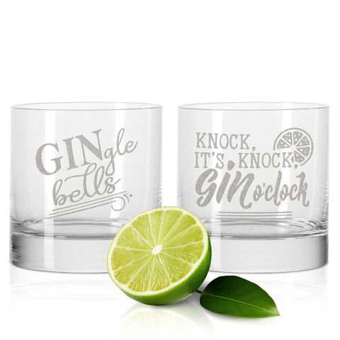 2er Set Montana GIN-Gläser "GINgle bells" & "Knock Knock it´s Gin"