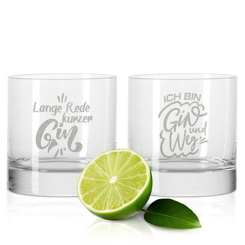 2er Set Montana GIN-Gläser "Lange Rede kurzer GIN" & "Ich bin GIN und Weg"