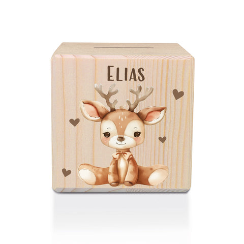Spardose aus Holz - Tiere Kinder