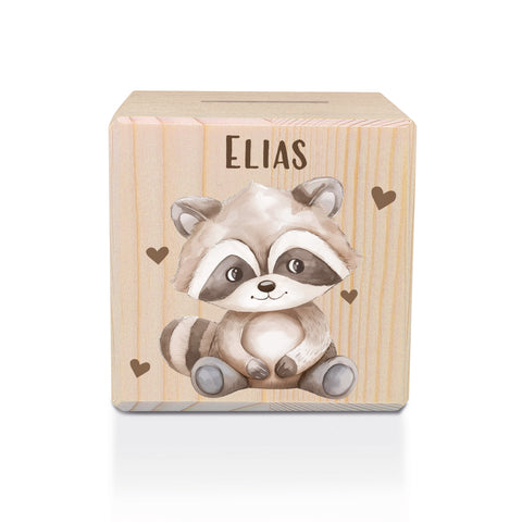 Spardose aus Holz - Tiere Kinder