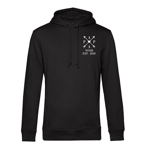 Personalisierter Hoodie für Herren - PAPA EST. Kreuzpfeile